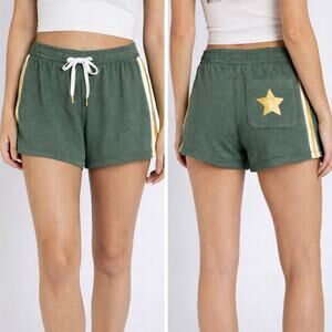 PJ Salvage Sage Green Lounge Shorts w Gold Star Stripe - XS - NWT